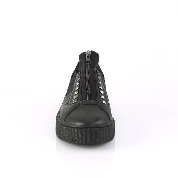 Demonia Women's Sneeker-125 Sneakers - Black Canvas/Black Faux Leather D3056-97US Clearance